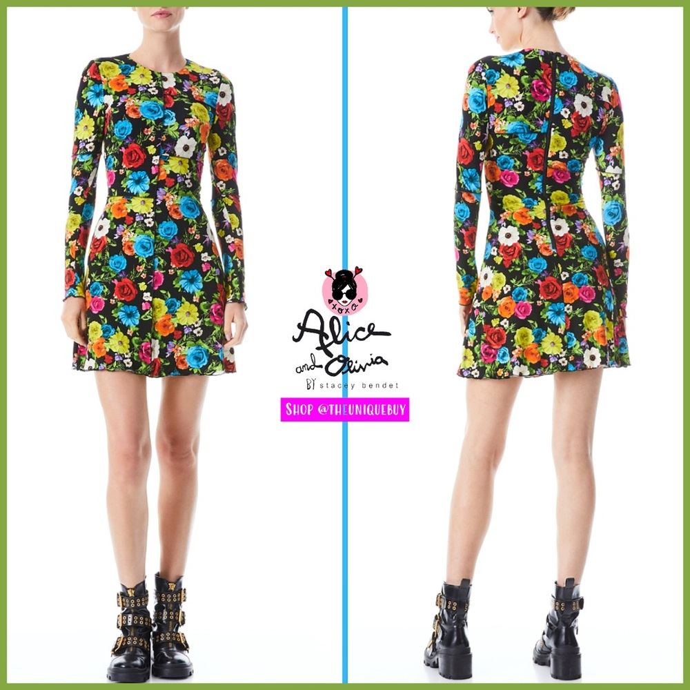 Alice + Olivia Delora Floral Multi Colored Mini Dress - Picture 5 of 16